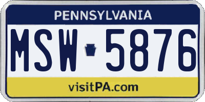 PA license plate MSW5876