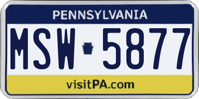 PA license plate MSW5877