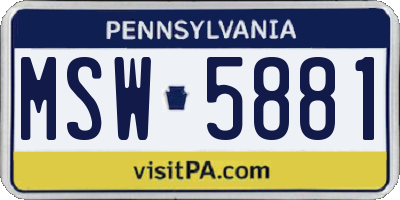 PA license plate MSW5881