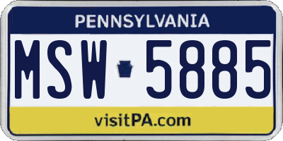 PA license plate MSW5885