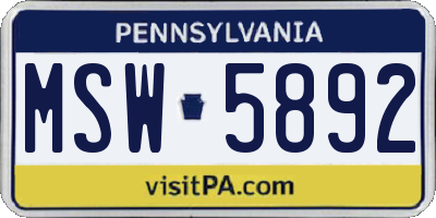 PA license plate MSW5892