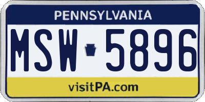 PA license plate MSW5896