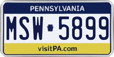 PA license plate MSW5899