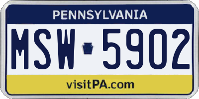 PA license plate MSW5902