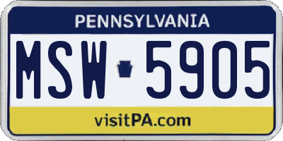 PA license plate MSW5905