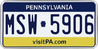 PA license plate MSW5906