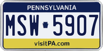 PA license plate MSW5907