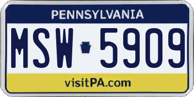 PA license plate MSW5909