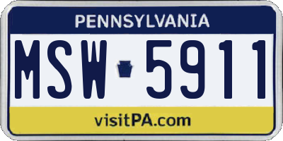 PA license plate MSW5911