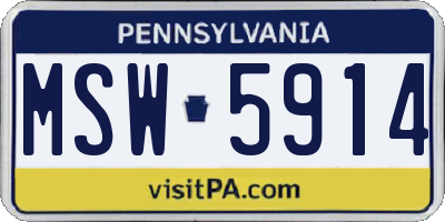 PA license plate MSW5914