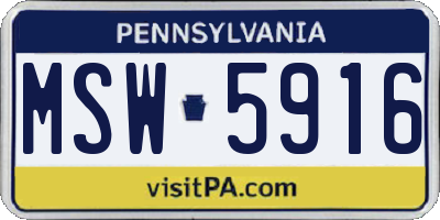 PA license plate MSW5916
