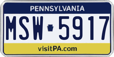 PA license plate MSW5917