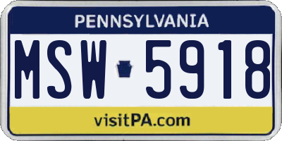 PA license plate MSW5918