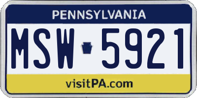 PA license plate MSW5921