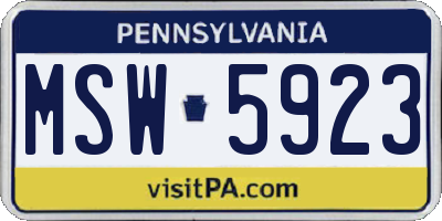 PA license plate MSW5923