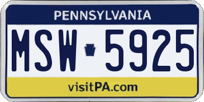 PA license plate MSW5925