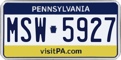 PA license plate MSW5927