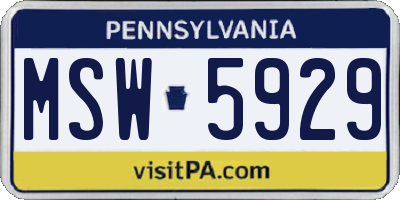 PA license plate MSW5929