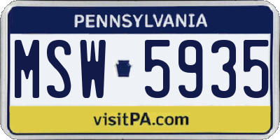 PA license plate MSW5935