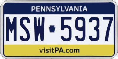 PA license plate MSW5937