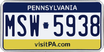 PA license plate MSW5938