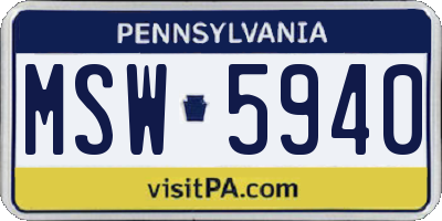 PA license plate MSW5940