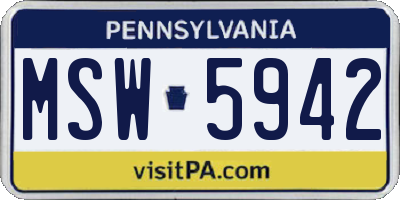 PA license plate MSW5942