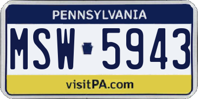 PA license plate MSW5943