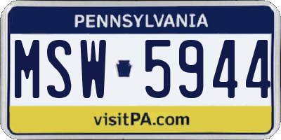 PA license plate MSW5944