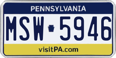 PA license plate MSW5946
