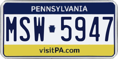 PA license plate MSW5947