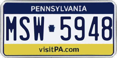PA license plate MSW5948