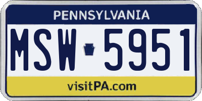 PA license plate MSW5951