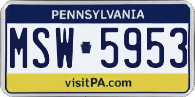 PA license plate MSW5953