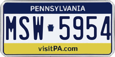 PA license plate MSW5954