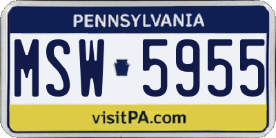 PA license plate MSW5955