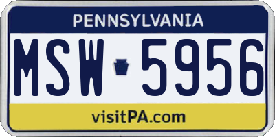 PA license plate MSW5956