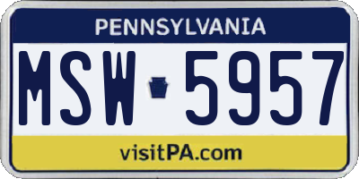 PA license plate MSW5957