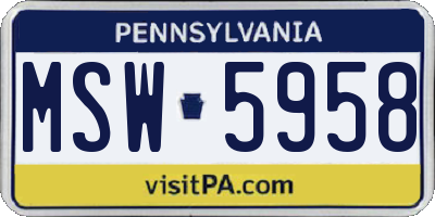 PA license plate MSW5958