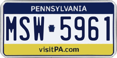 PA license plate MSW5961