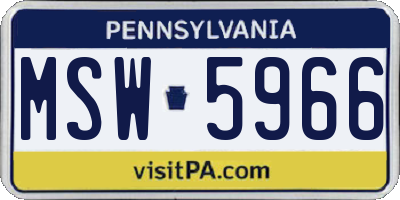 PA license plate MSW5966