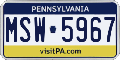PA license plate MSW5967
