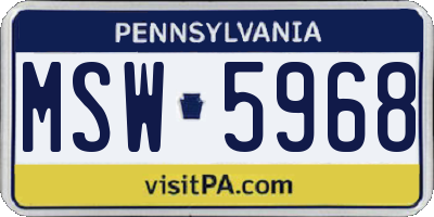 PA license plate MSW5968