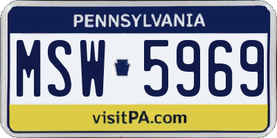 PA license plate MSW5969