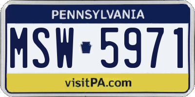 PA license plate MSW5971