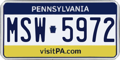 PA license plate MSW5972
