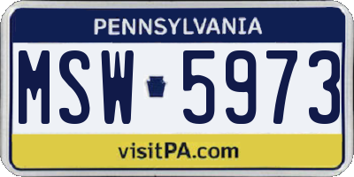 PA license plate MSW5973