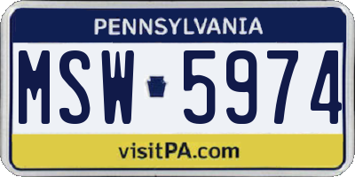 PA license plate MSW5974