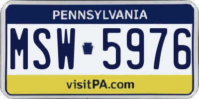 PA license plate MSW5976