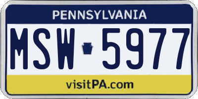 PA license plate MSW5977